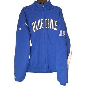 Majestic Duke University Blue Devils Large 90s Puffer Bomber Jacket Vtg Laettner